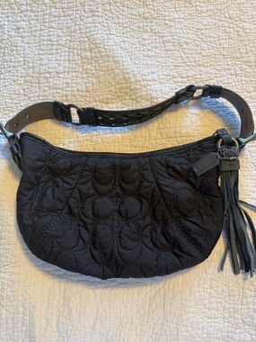 Coach Black Quilted Shoulder Bag with Tassel